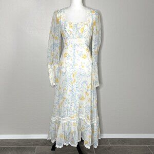 Vintage Gunne Sax Womens 1970s Long Sleeve Prairie Maxi Dress Floral Size Small